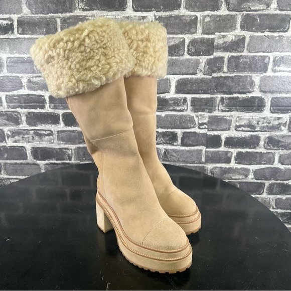 NWOT Cult Gaia Cowhide Suede Sommar fold over Boots - Size 36.5 - Picture 7 of 14